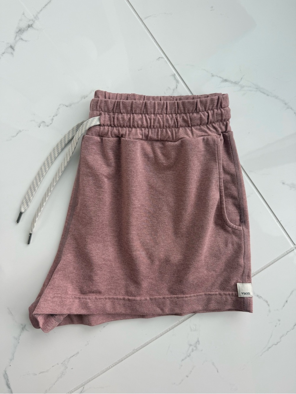 Vuori Women's Stretch Lounge Shorts in Mauve Pink - Picture 2 of 3
